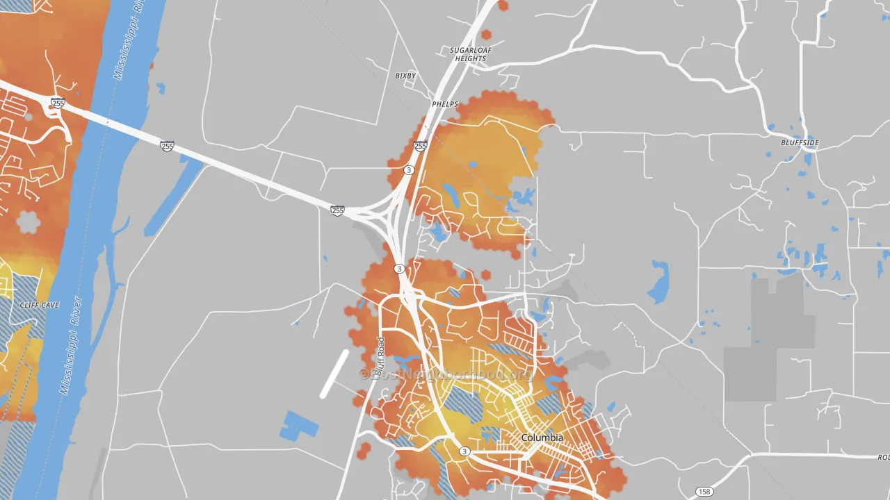 Bike Grade map of Phelps, IL
