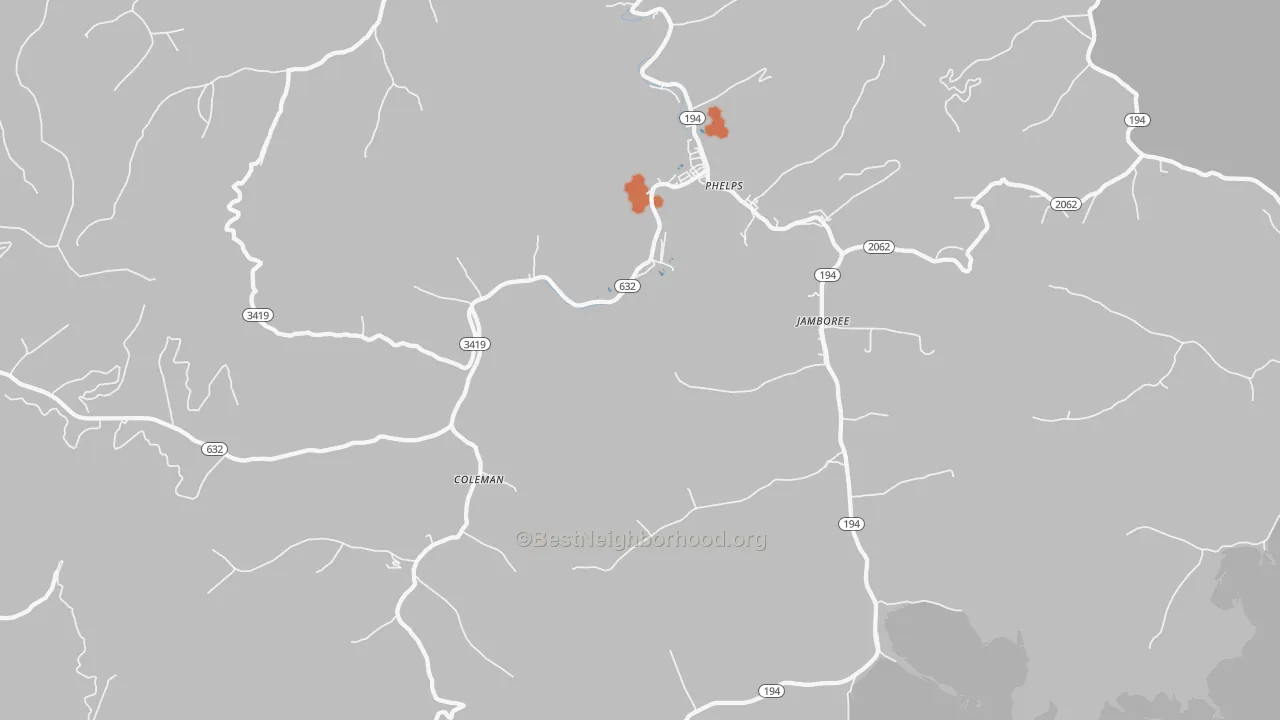 Bike Grade map of Phelps, KY