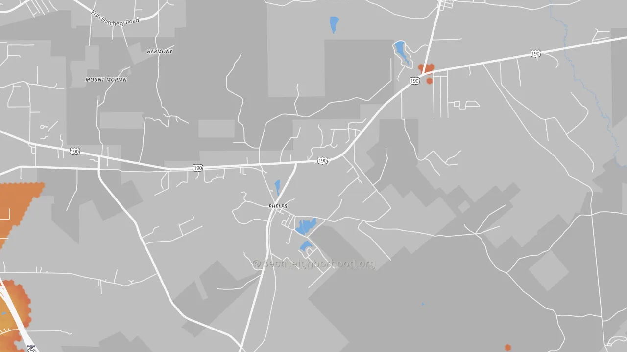 Bike Grade map of Phelps, TX