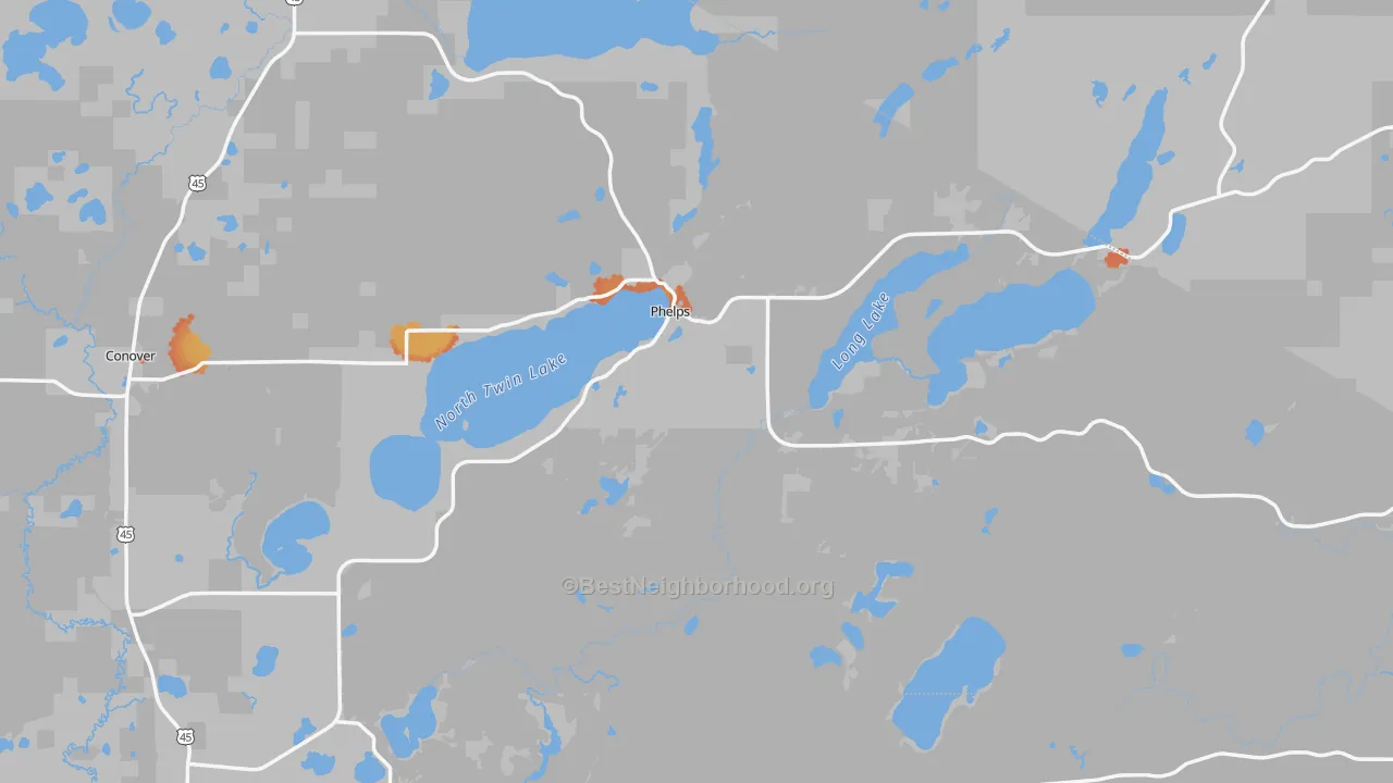 Bike Grade map of Phelps, WI