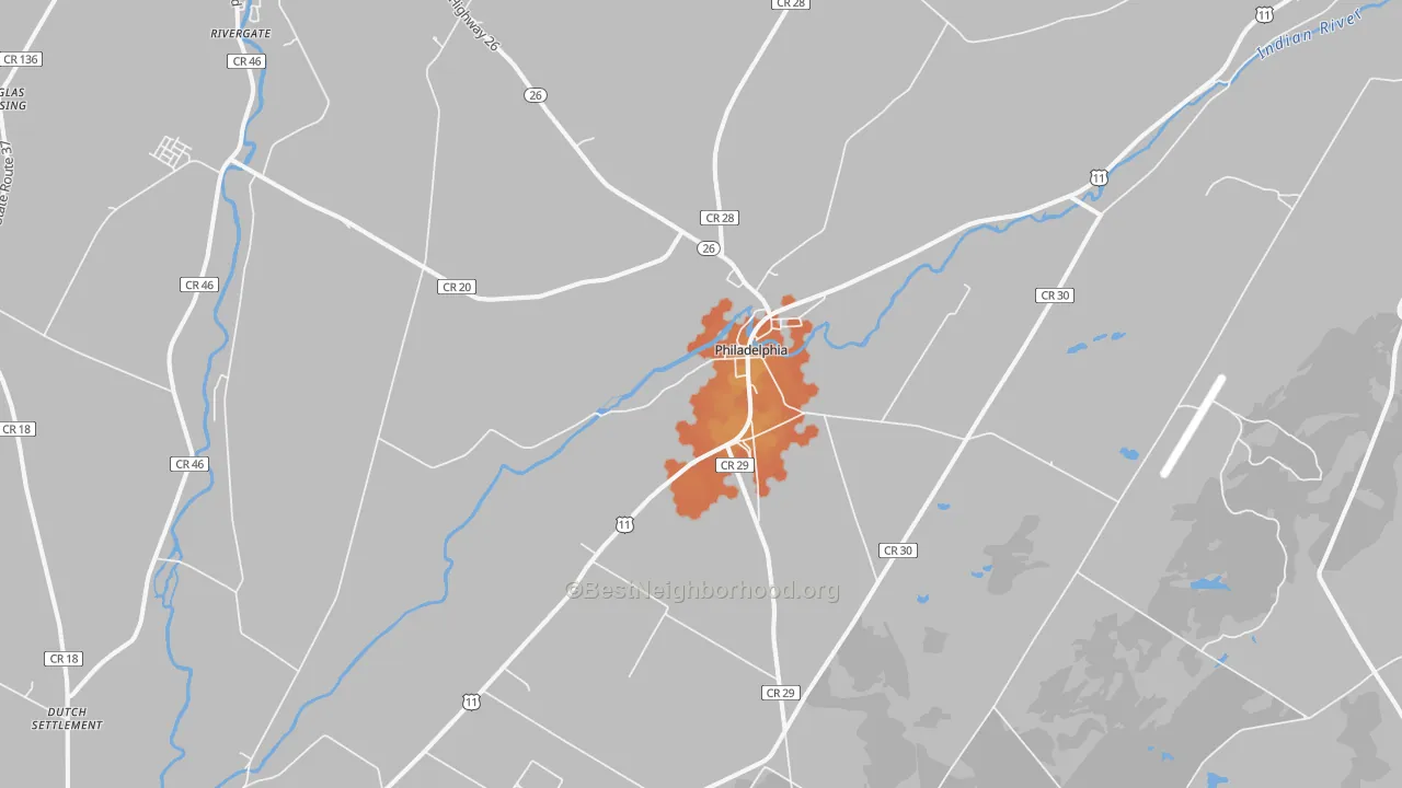 Bike Grade map of Philadelphia, NY