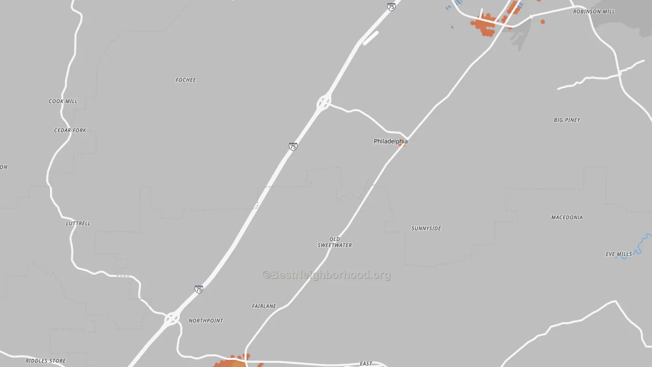 Bike Grade map of Philadelphia, TN