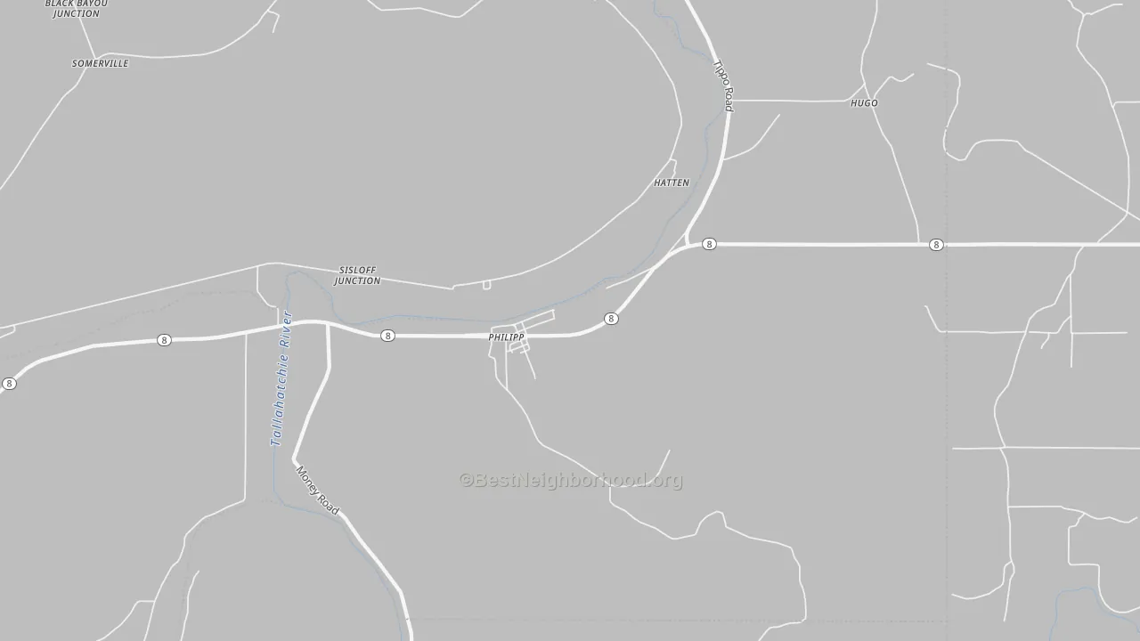 Bike Grade map of Philipp, MS