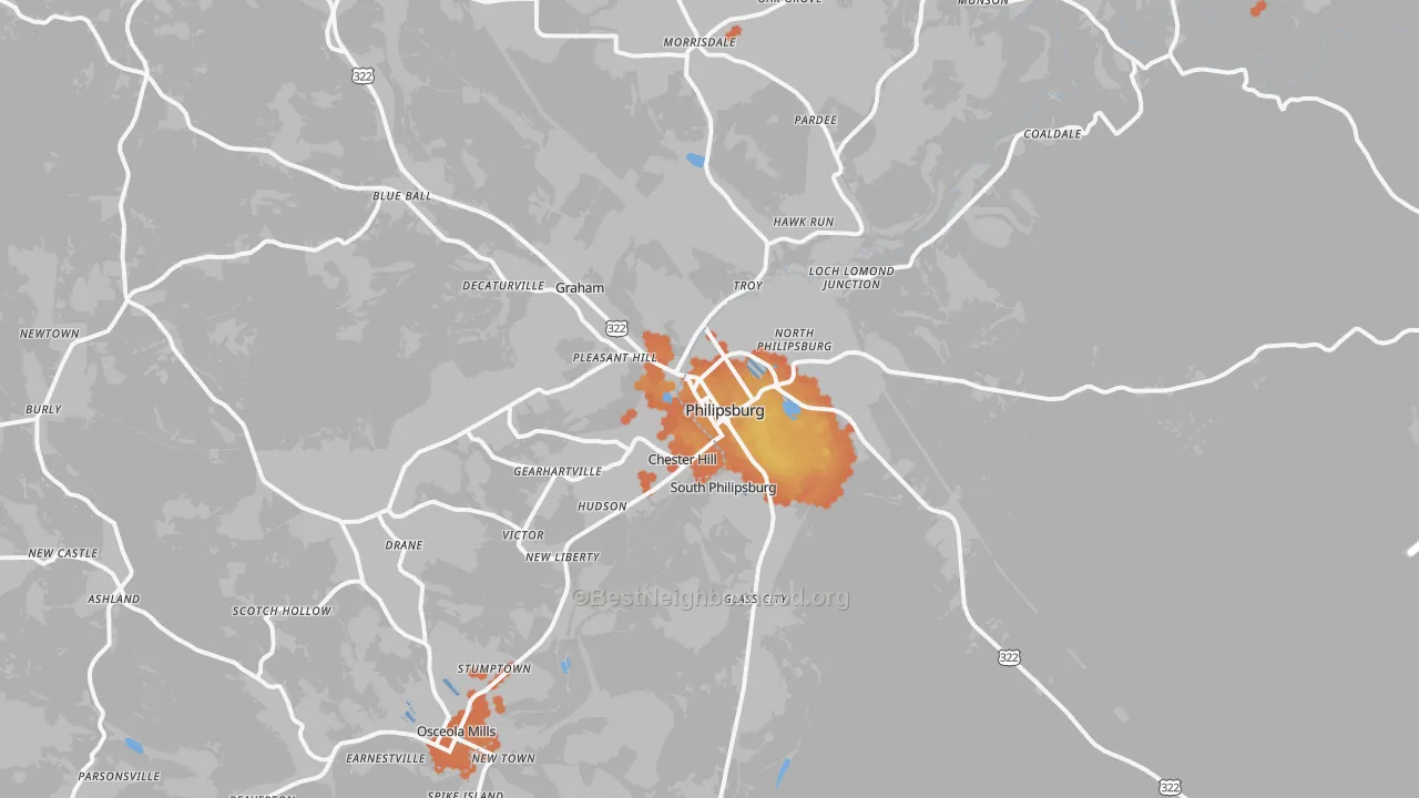 Bike Grade map of Philipsburg, PA