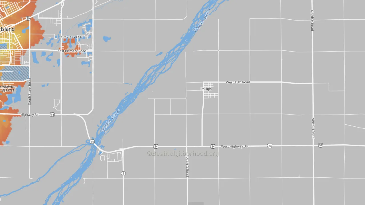 Bike Grade map of Phillips, NE