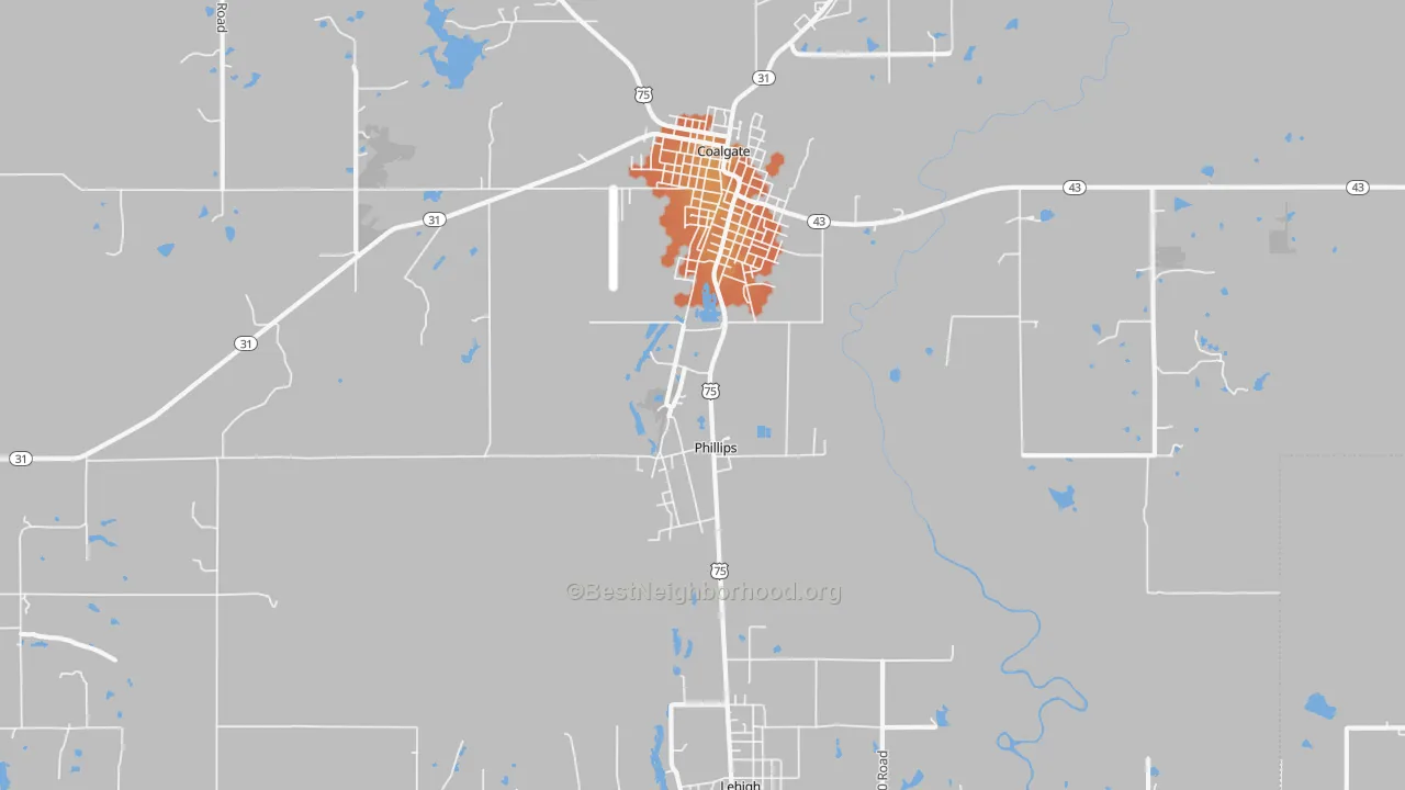Bike Grade map of Phillips, OK