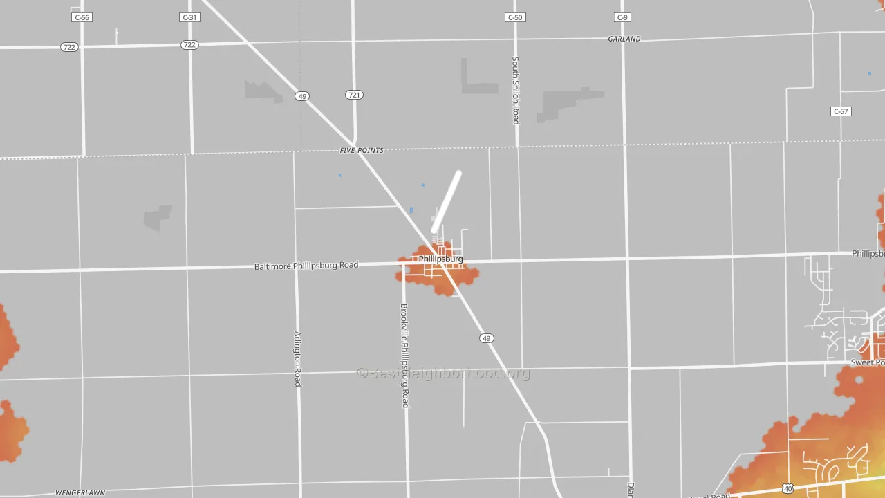 Bike Grade map of Phillipsburg, OH