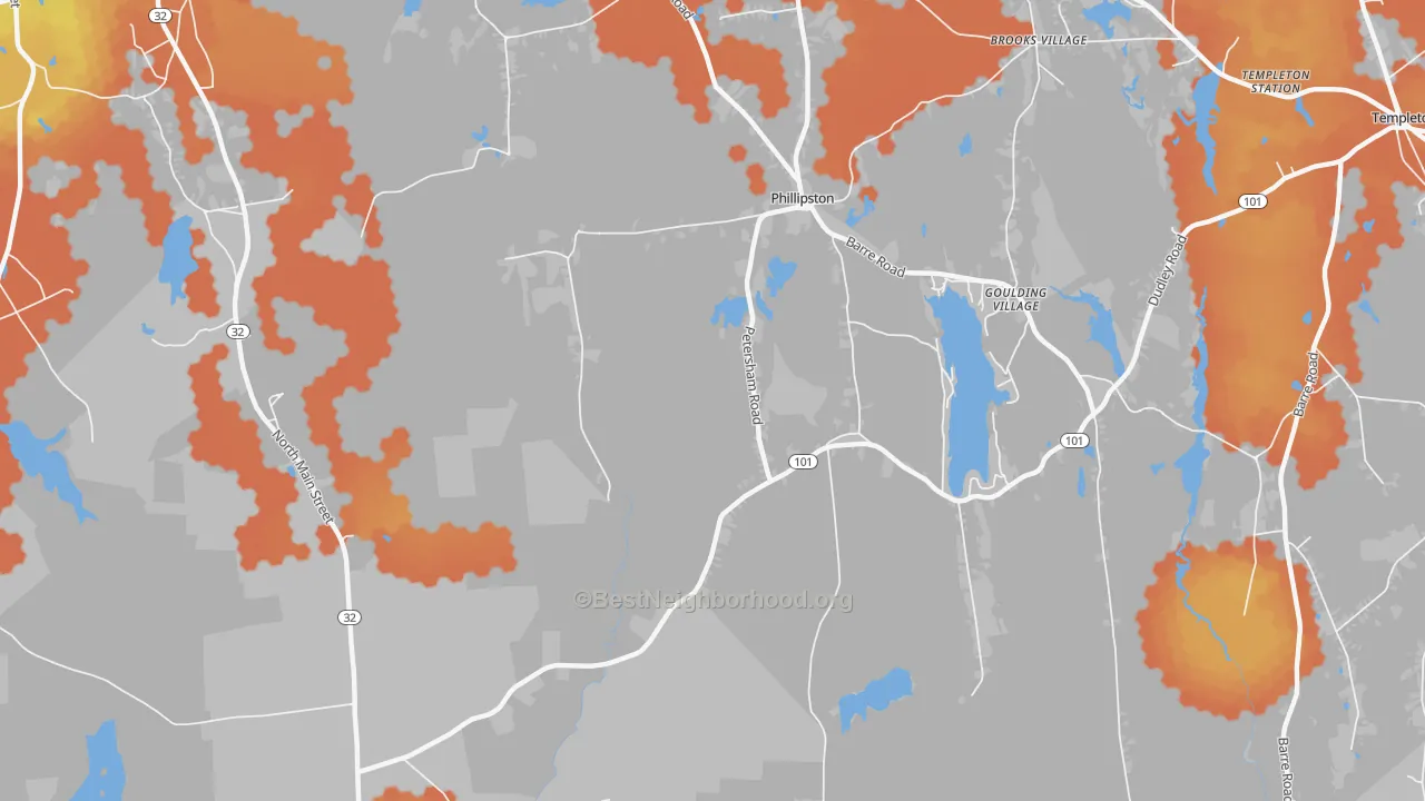 Bike Grade map of Phillipston, MA