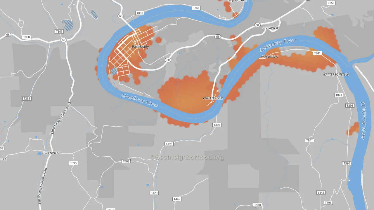 Bike Grade map of Phillipston, PA