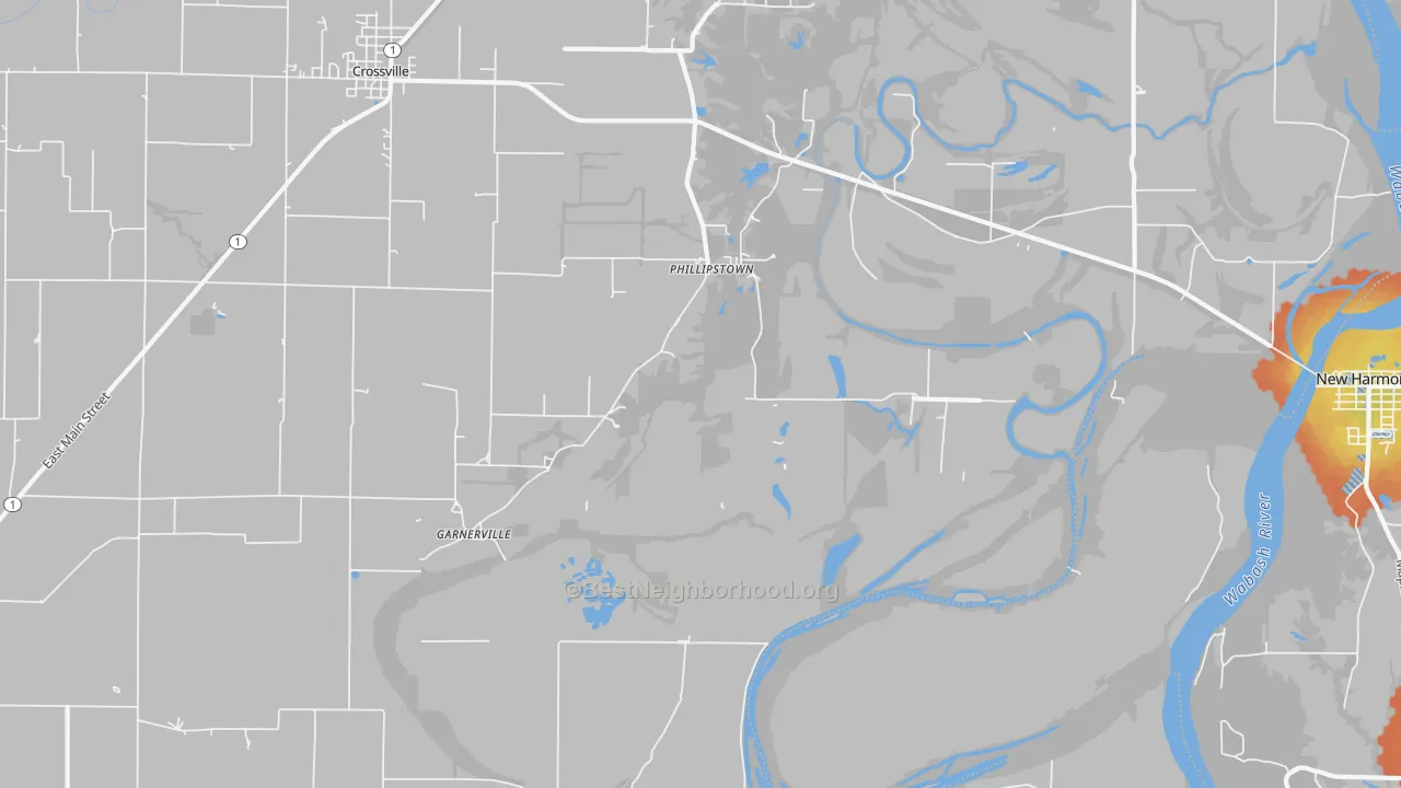 Bike Grade map of Phillipstown, IL