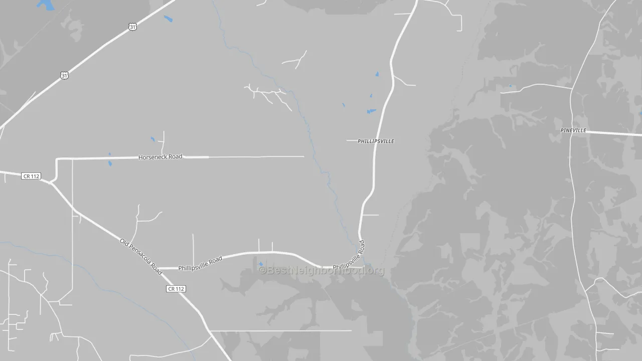 Bike Grade map of Phillipsville, AL