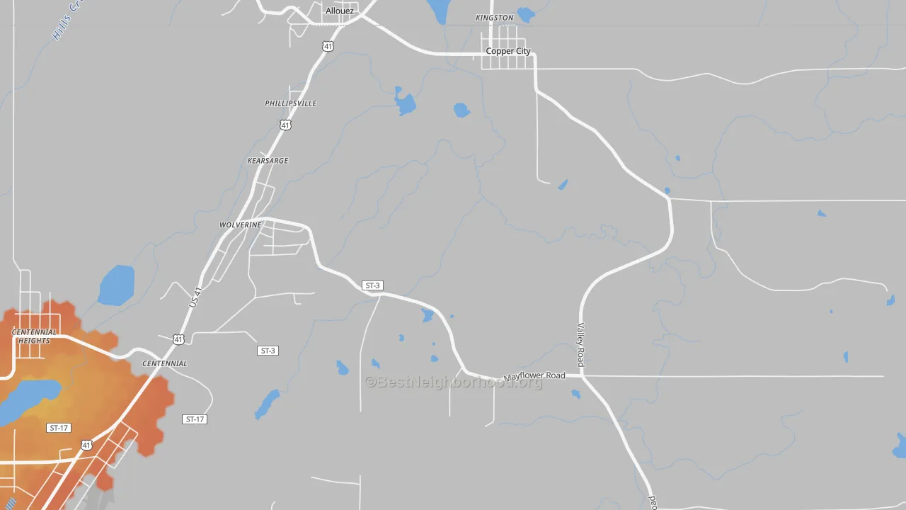 Bike Grade map of Phillipsville, MI