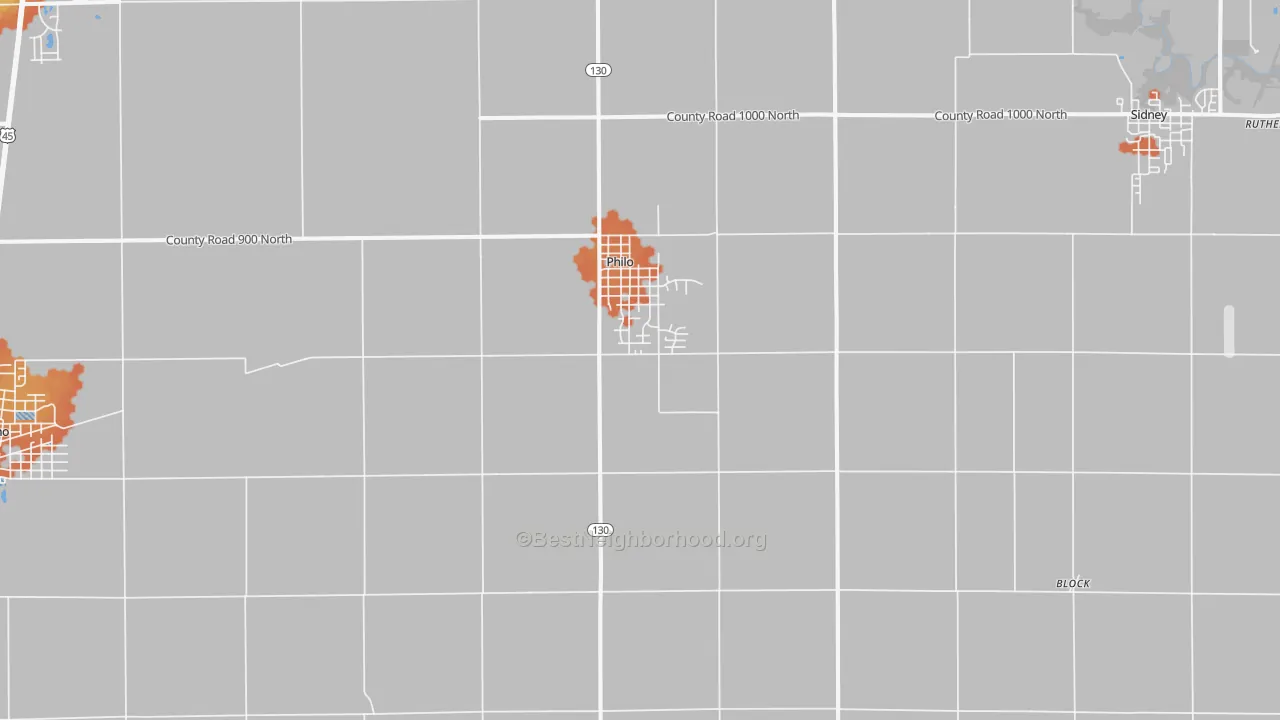Bike Grade map of Philo, IL