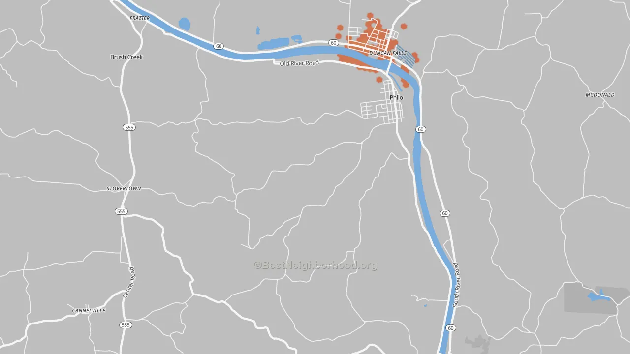 Bike Grade map of Philo, OH