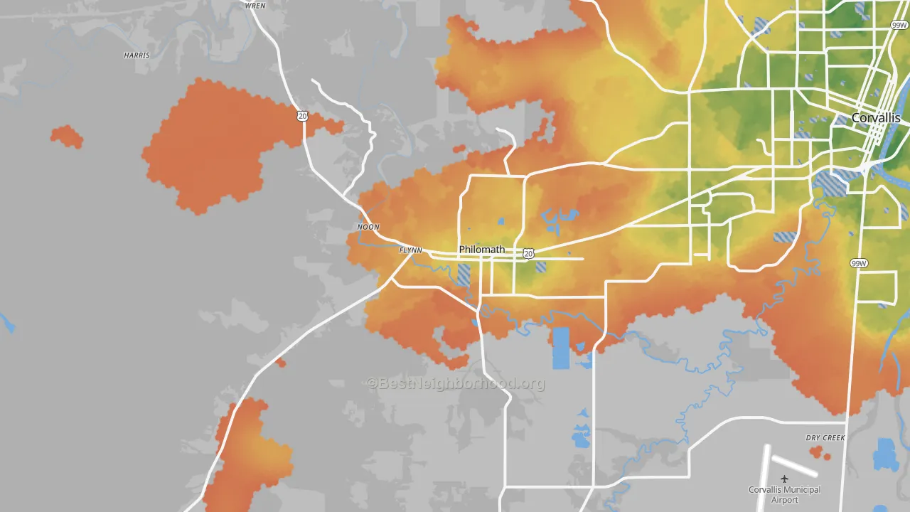 Bike Grade map of Philomath, OR