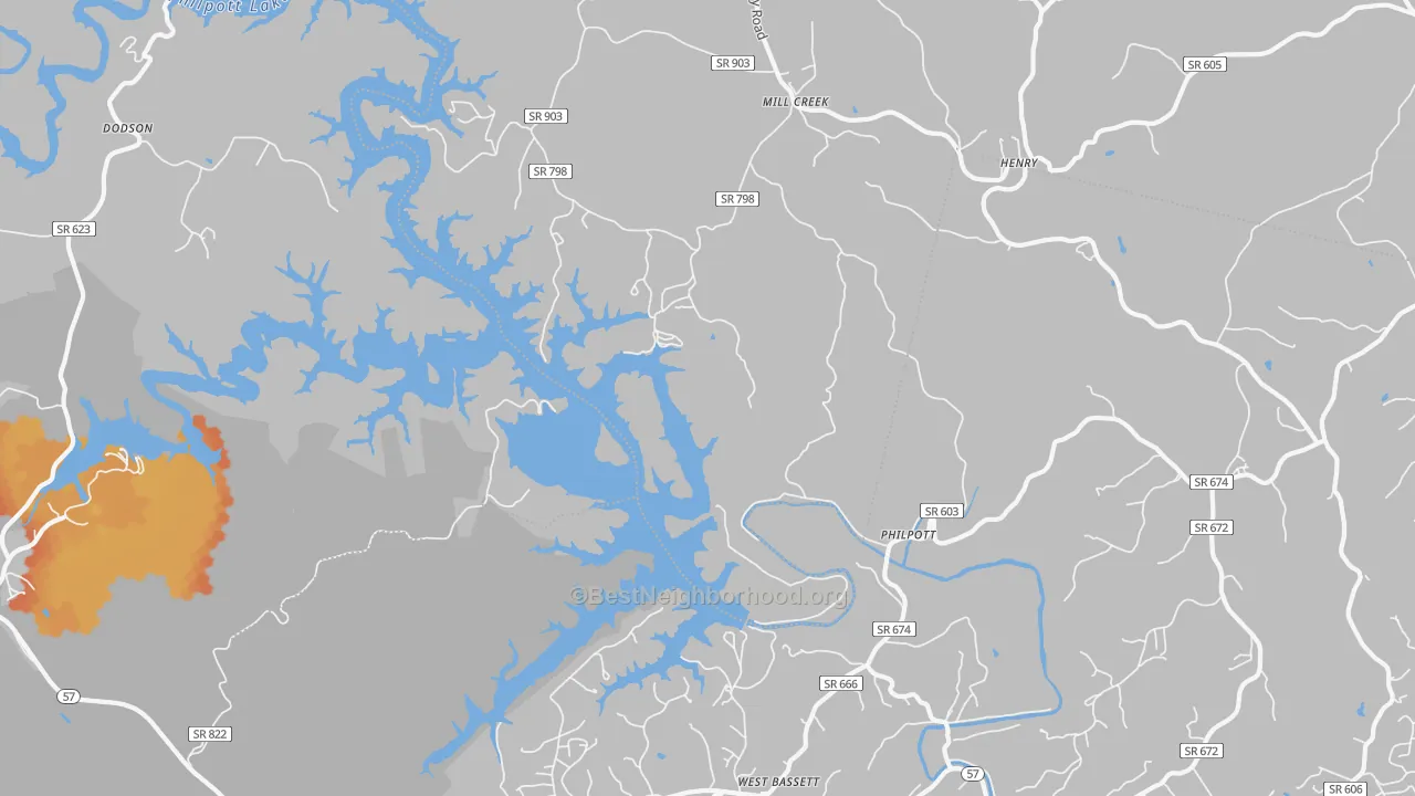 Bike Grade map of Philpott, VA