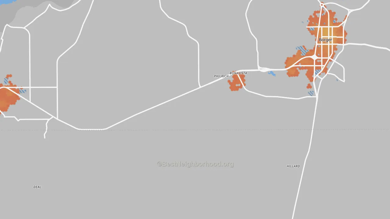 Bike Grade map of Philrich, TX
