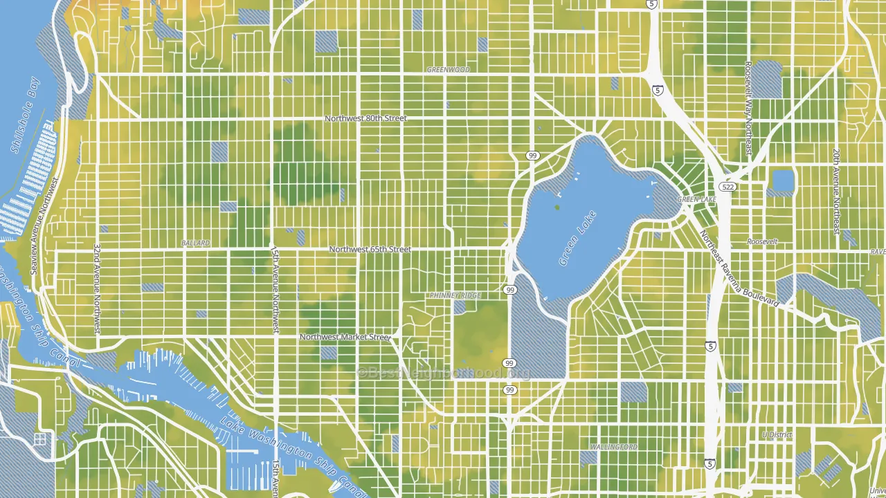 Bike Grade map of Phinney Ridge, Seattle, WA