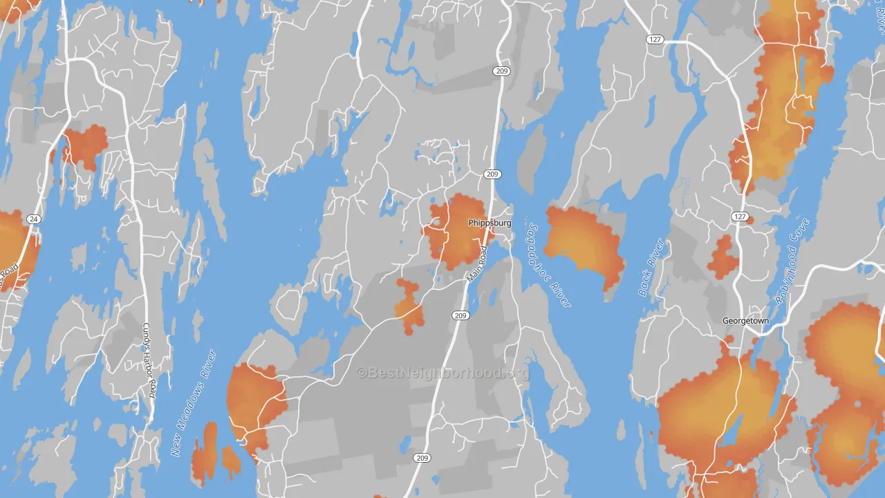 Bike Grade map of Phippsburg, ME