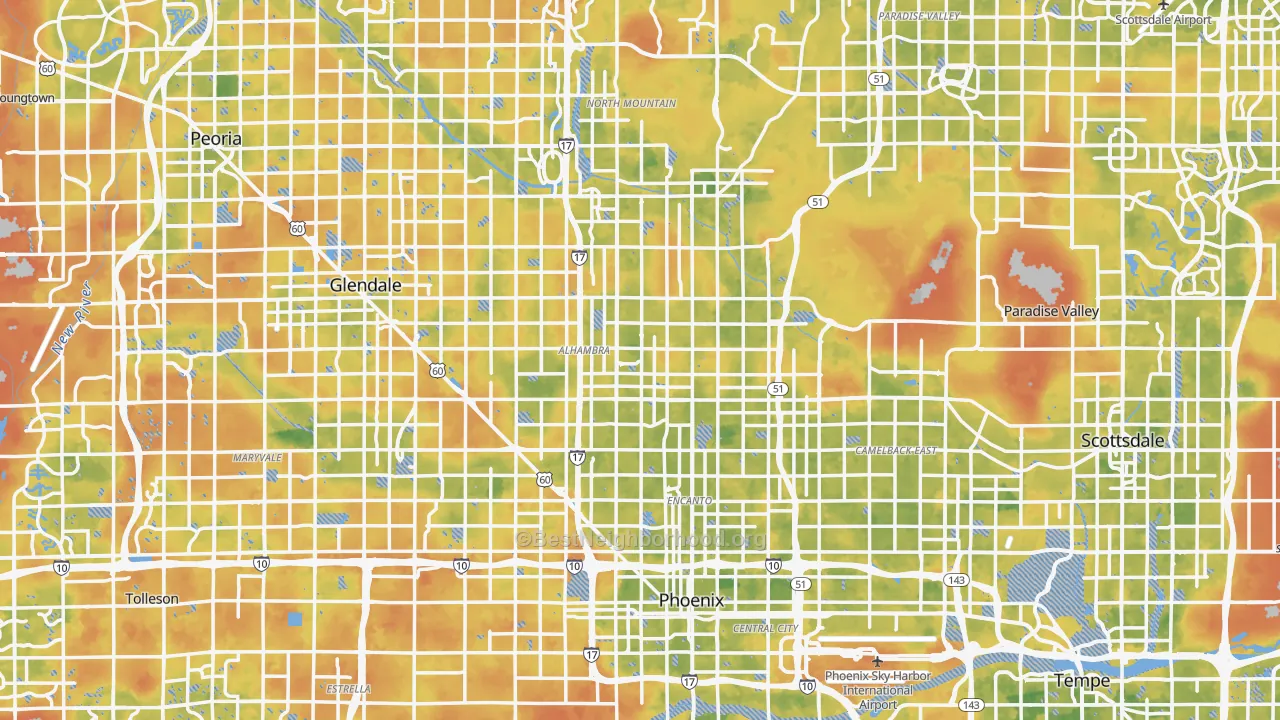 Bike Grade map of Phoenix, AZ