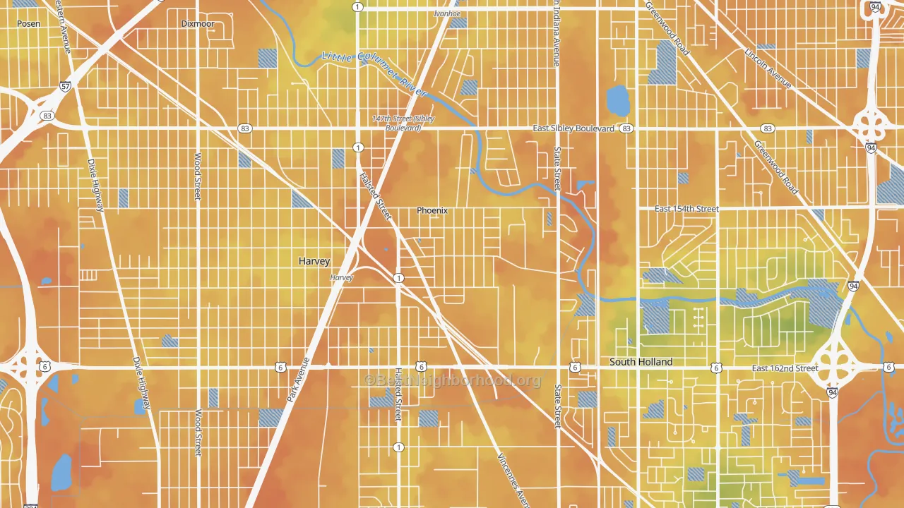 Bike Grade map of Phoenix, IL