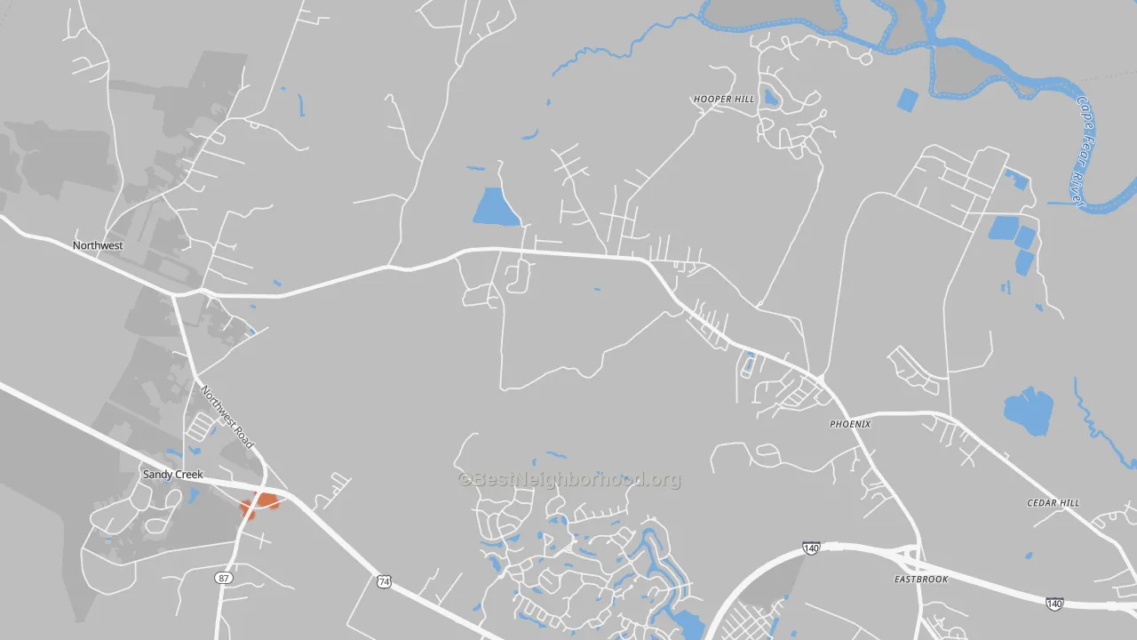 Bike Grade map of Phoenix, NC