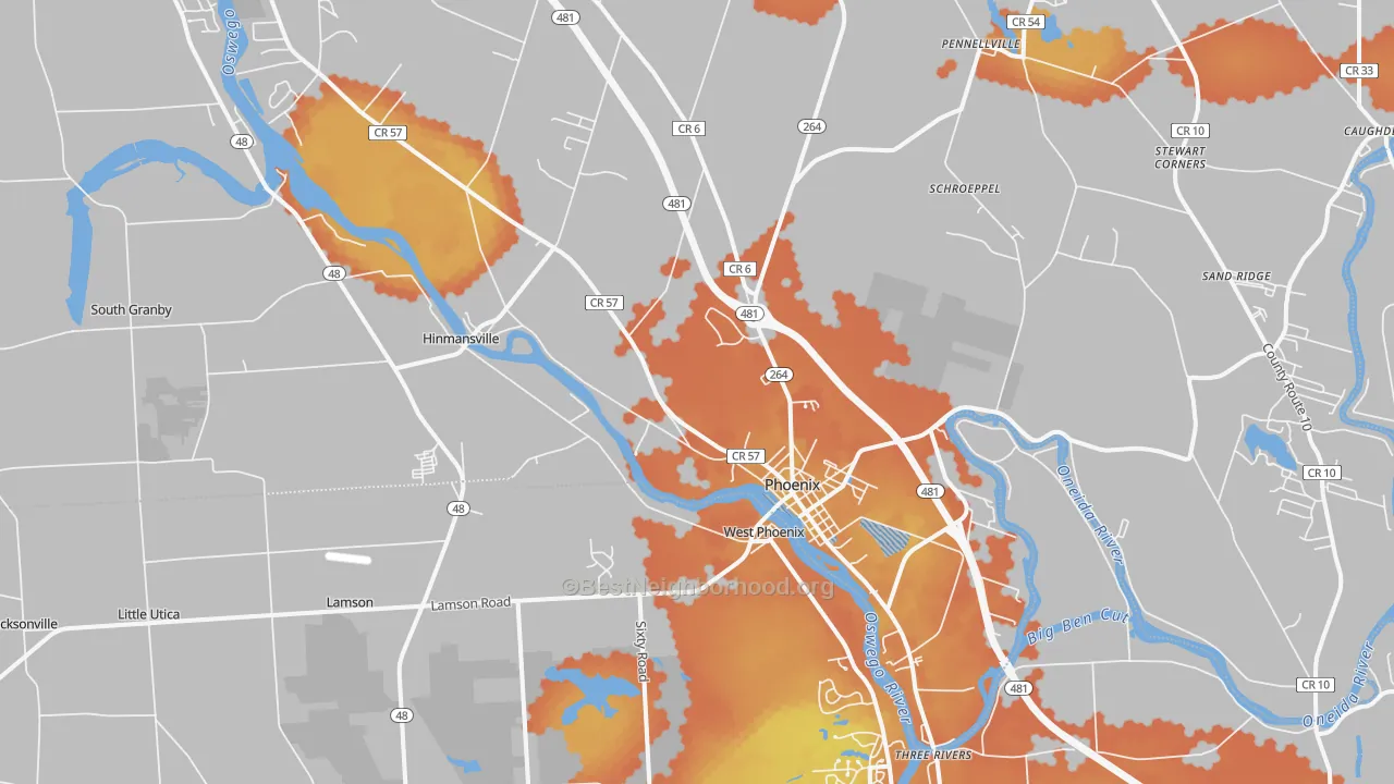 Bike Grade map of Phoenix, NY