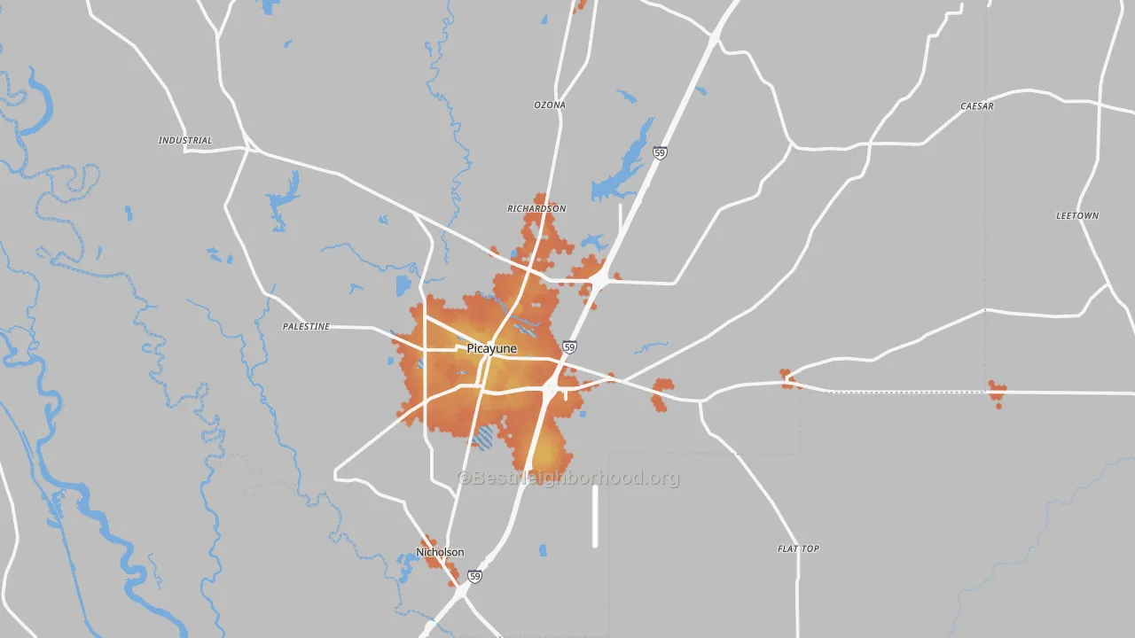 Bike Grade map of Picayune, MS