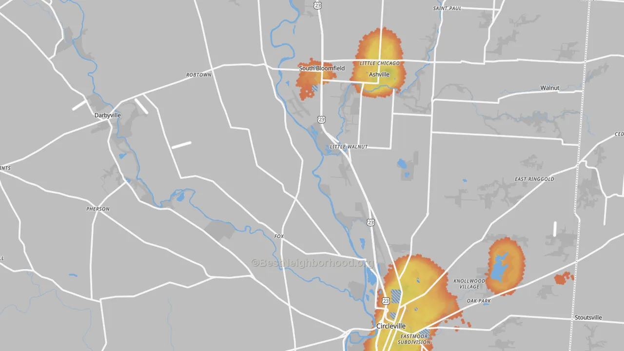 Bike Grade map of Pickaway County, OH