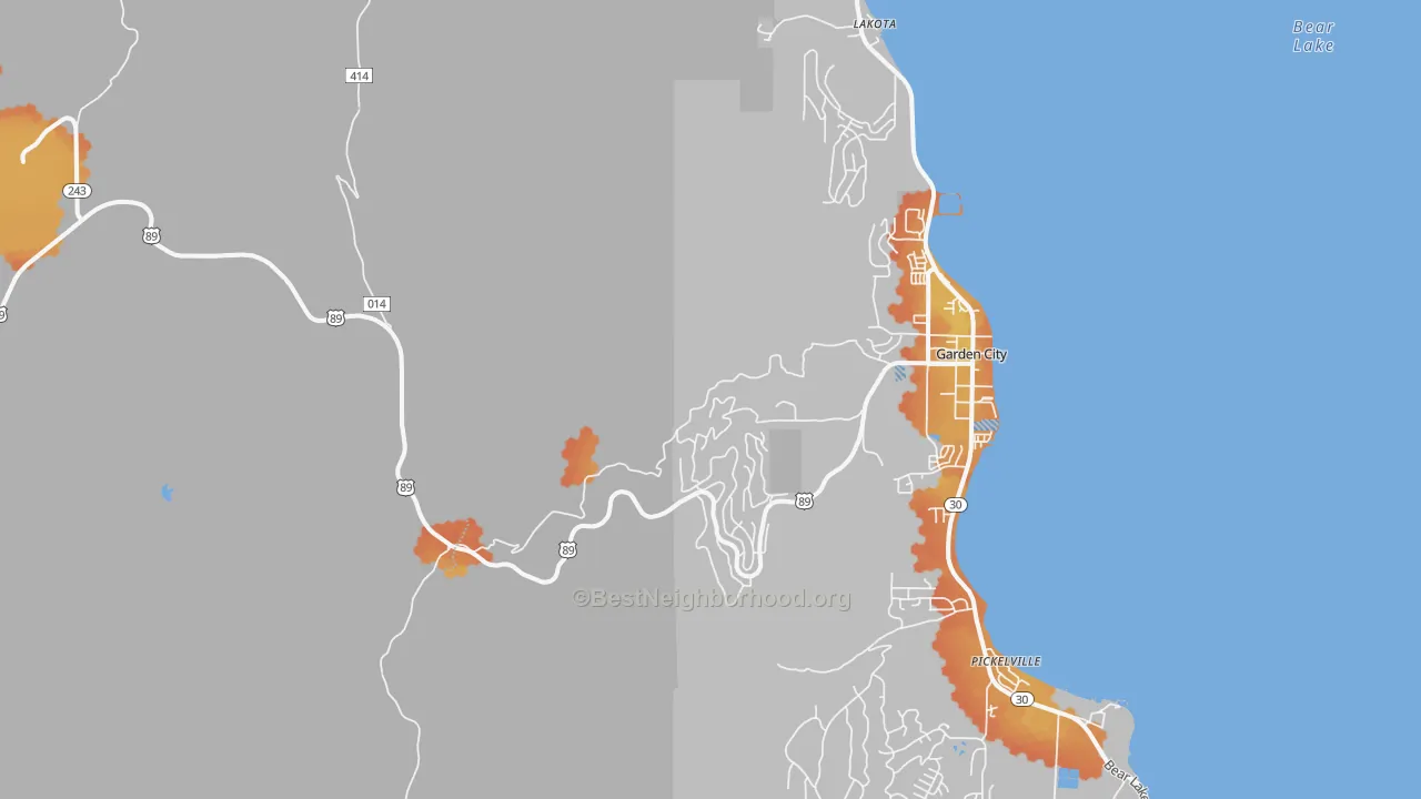 Bike Grade map of Pickelville, UT