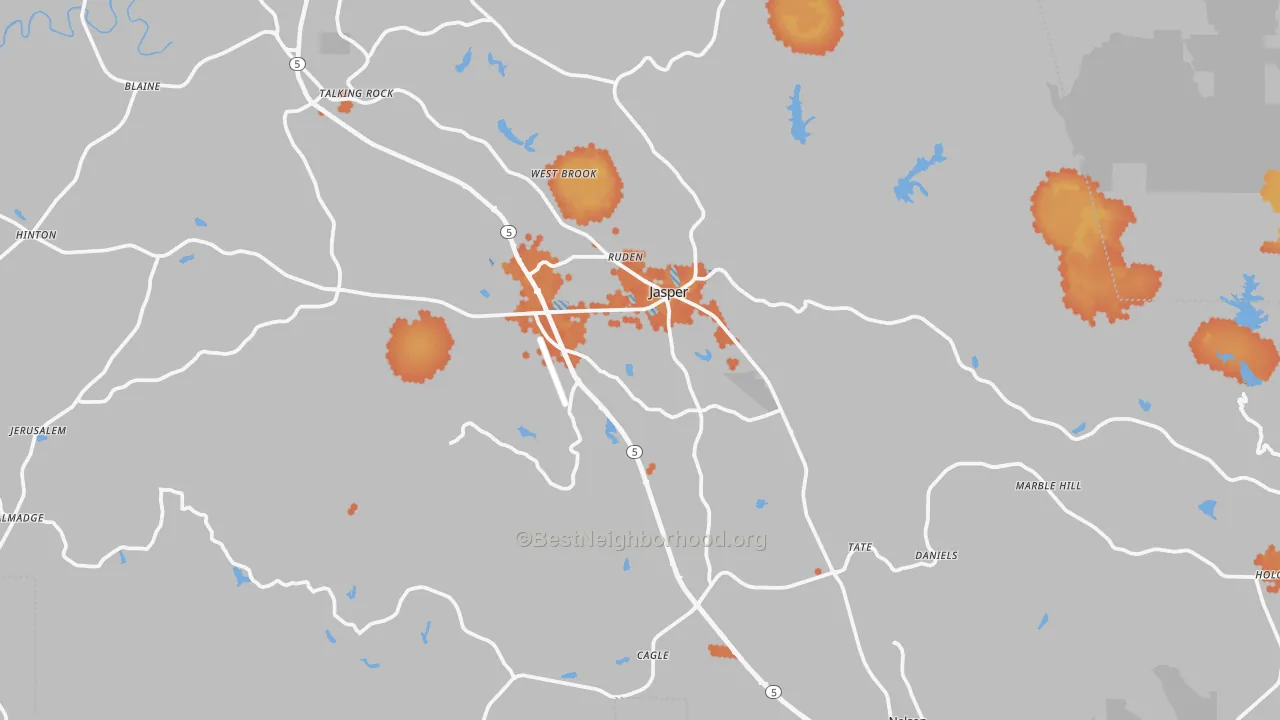 Bike Grade map of Pickens County, GA