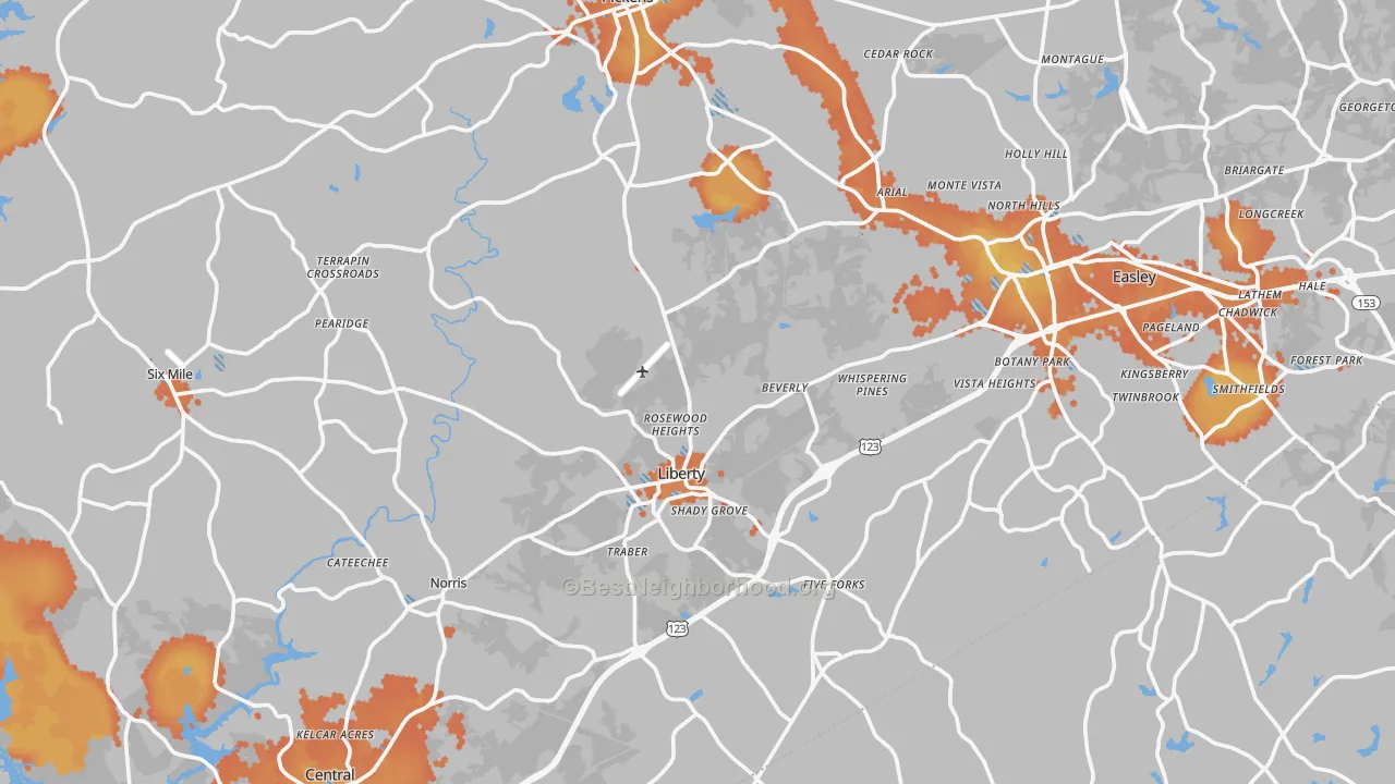 Bike Grade map of Pickens County, SC
