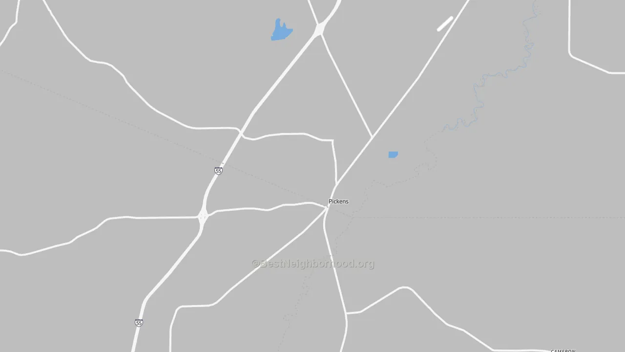 Bike Grade map of Pickens, MS