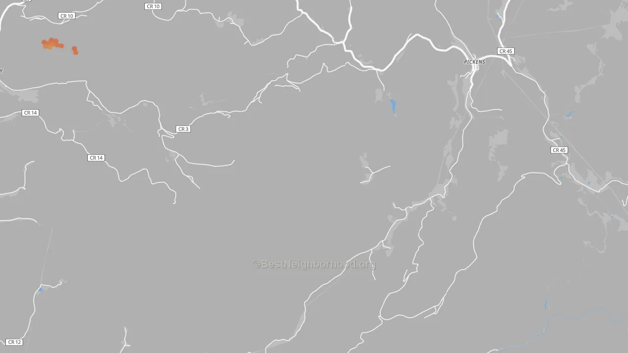Bike Grade map of Pickens, WV