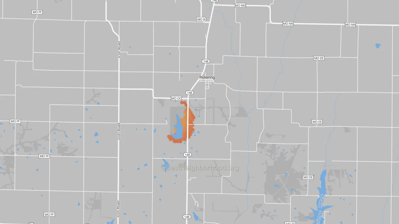 Bike Grade map of Pickering, MO