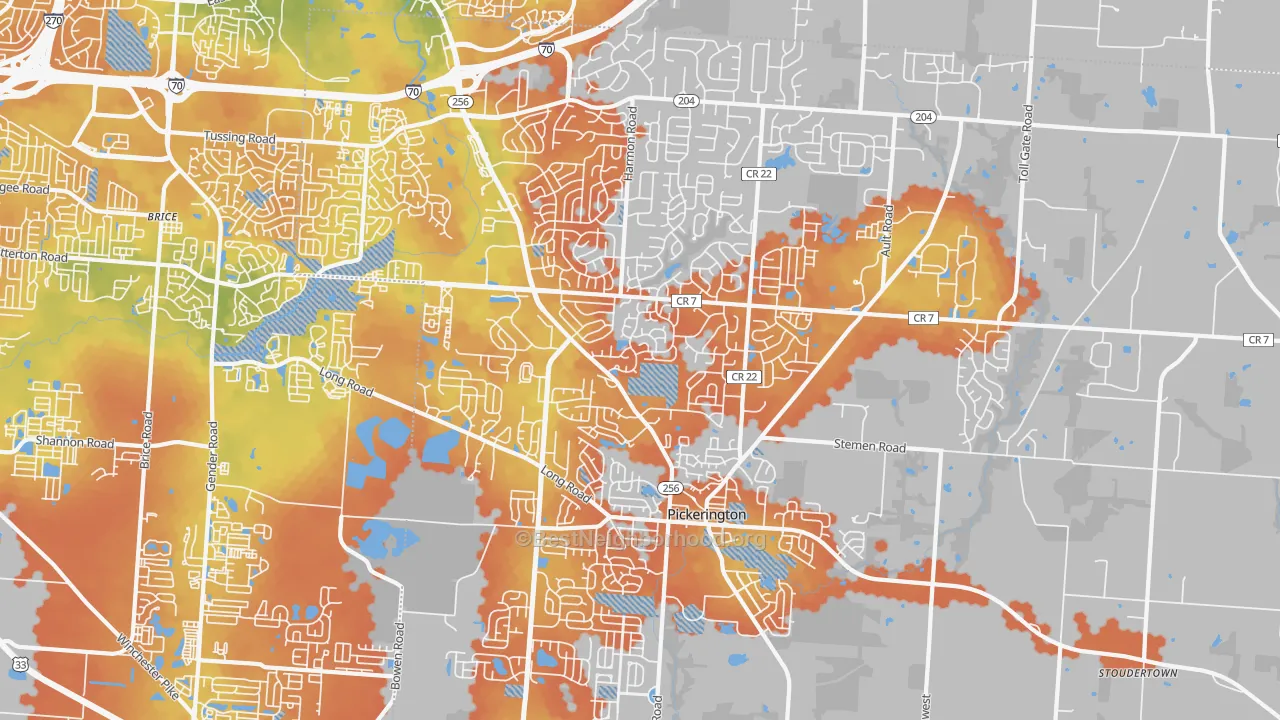 Bike Grade map of Pickerington, OH