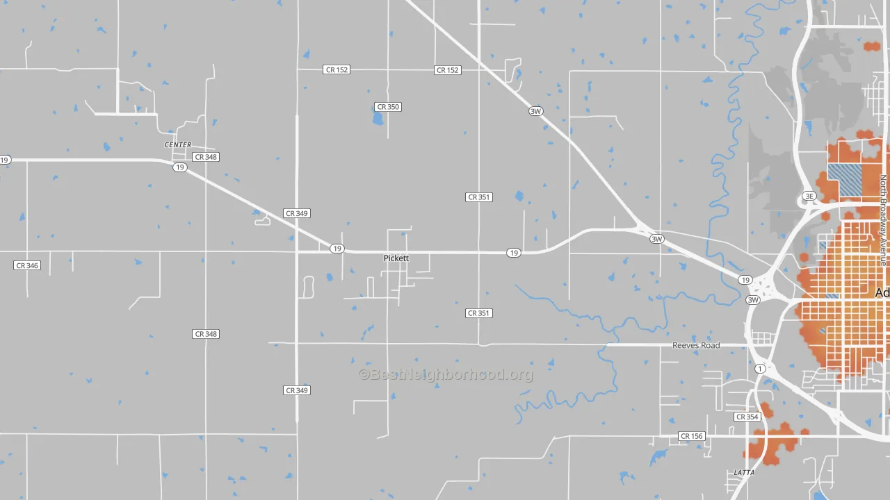 Bike Grade map of Pickett, OK