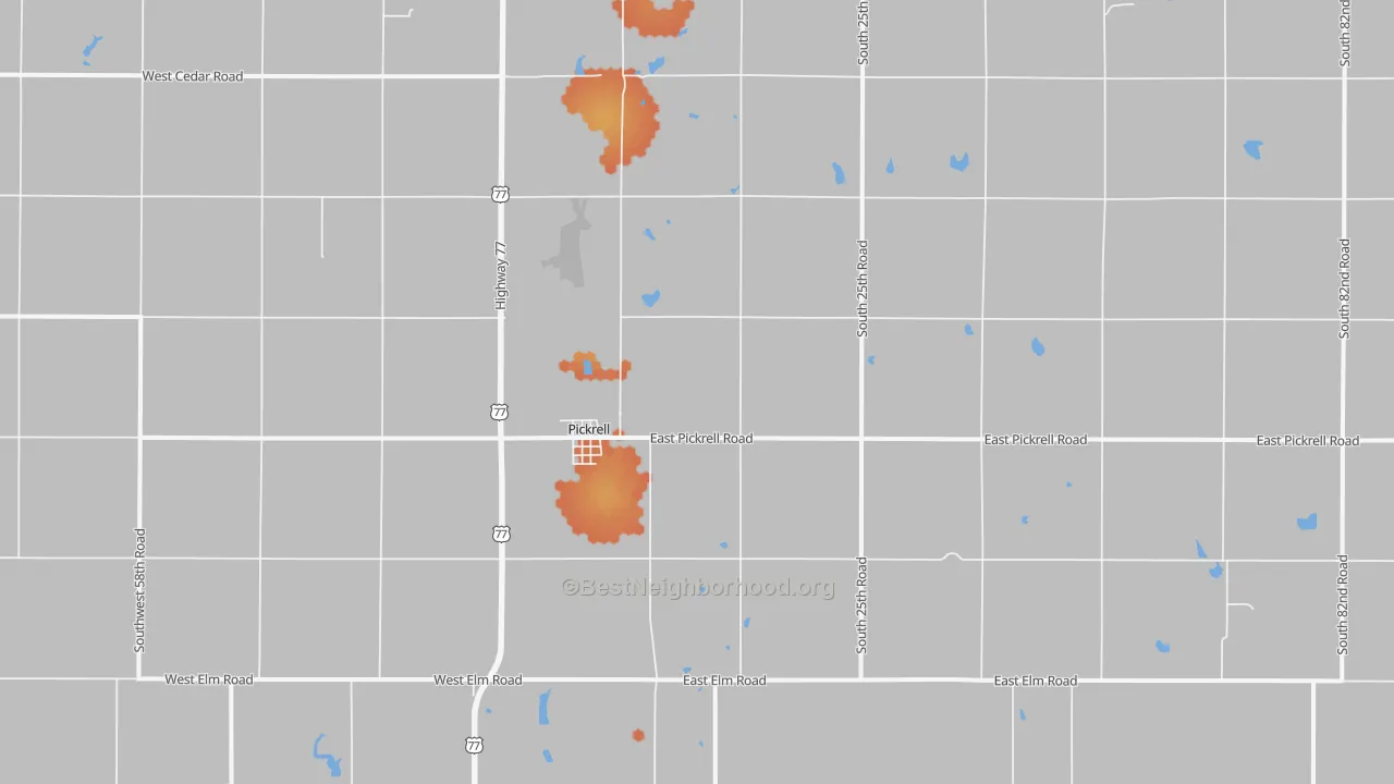 Bike Grade map of Pickrell, NE