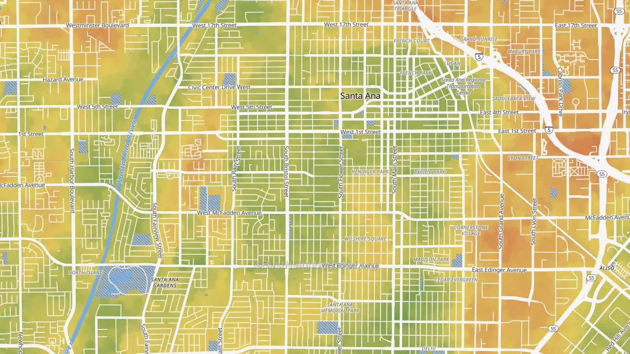 Bike Grade map of Pico-Lowell, Santa Ana, CA