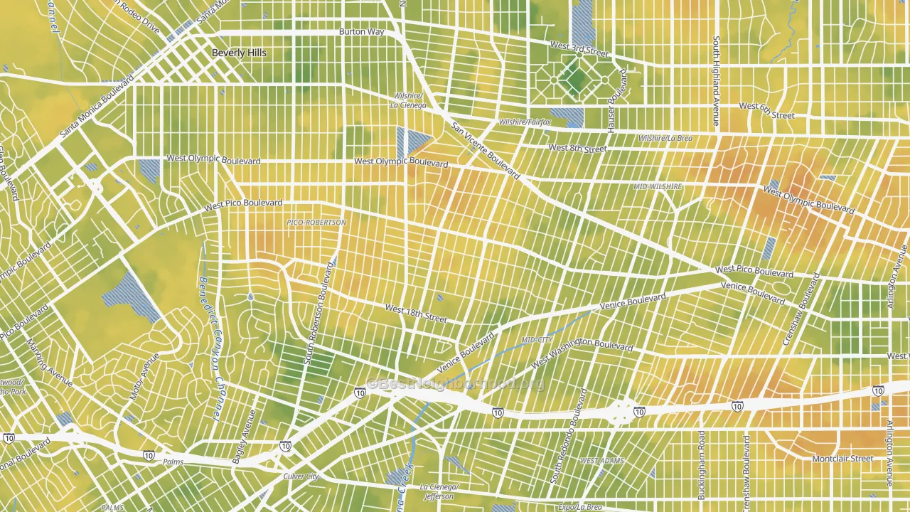 Bike Grade map of Pico-Robertson, Los Angeles, CA