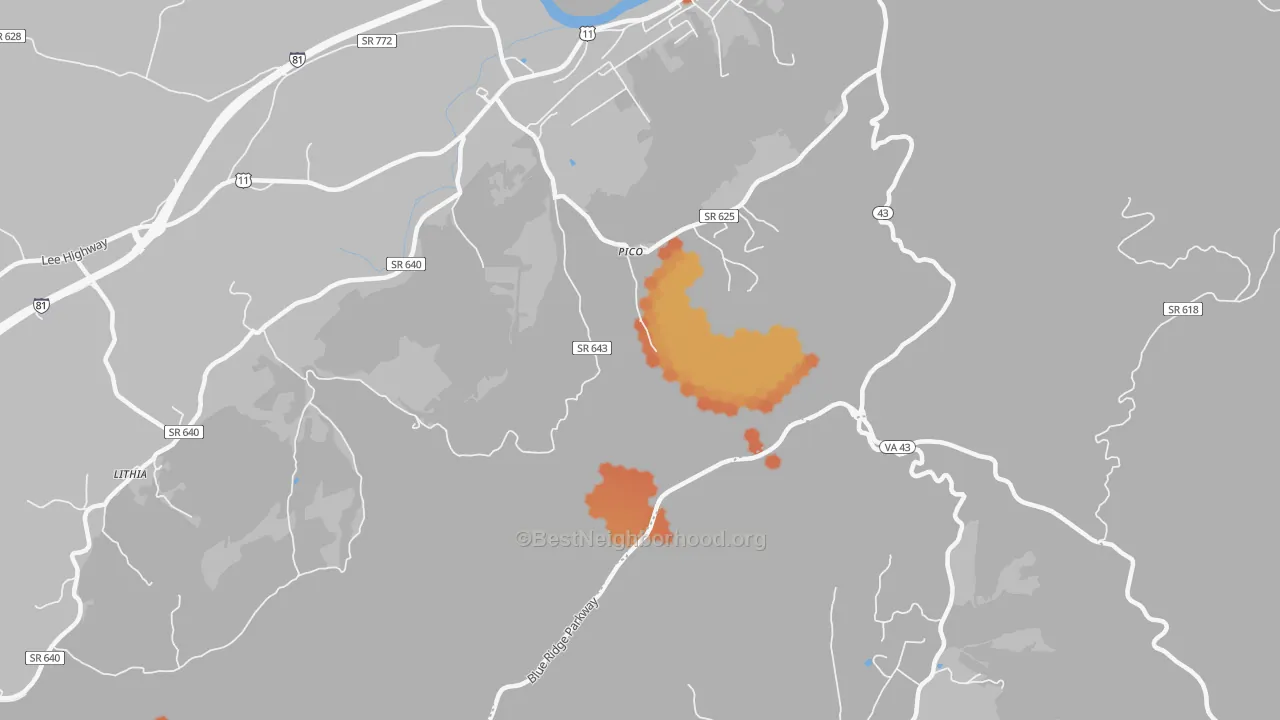 Bike Grade map of Pico, VA