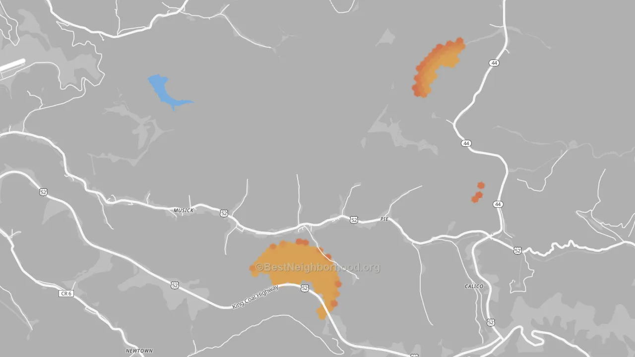 Bike Grade map of Pie, WV