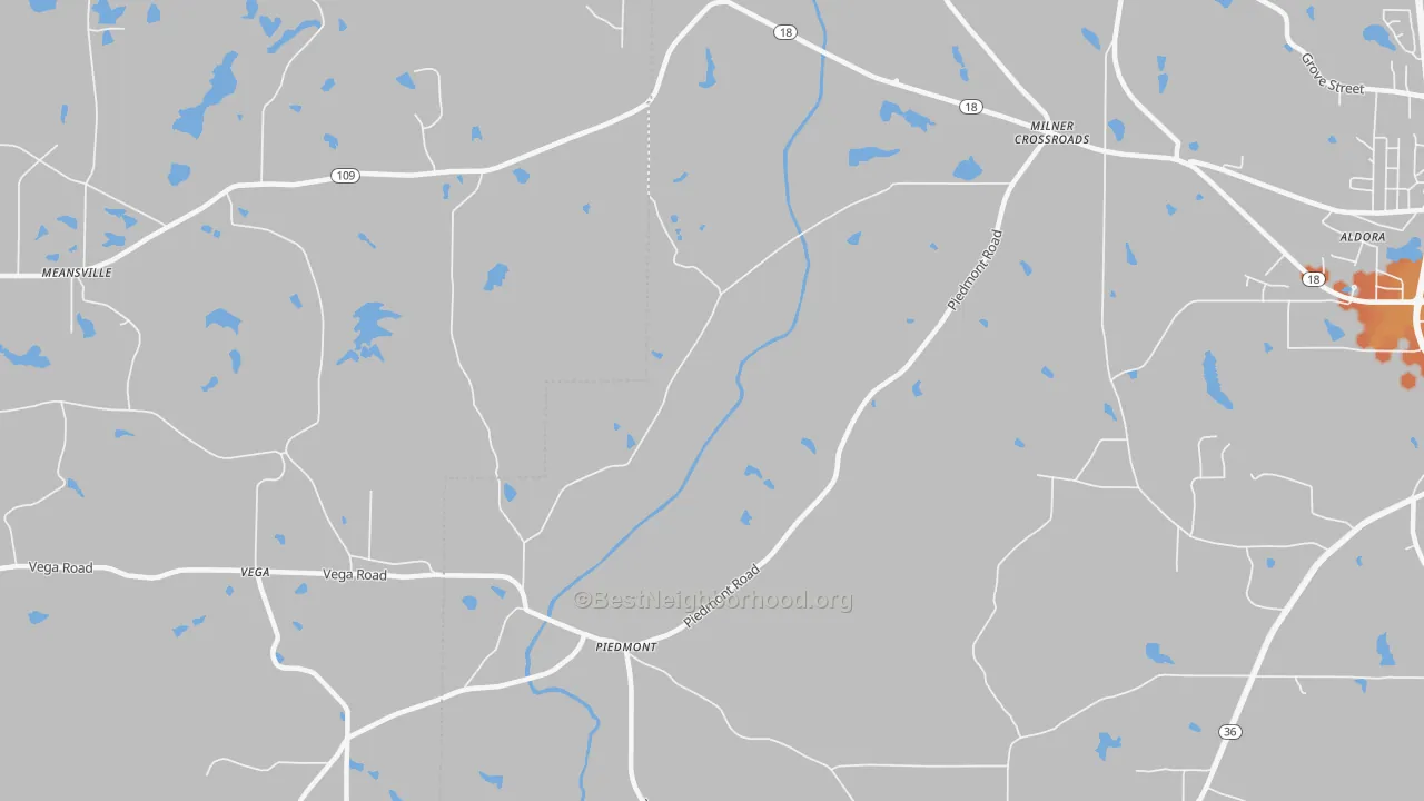Bike Grade map of Piedmont, GA