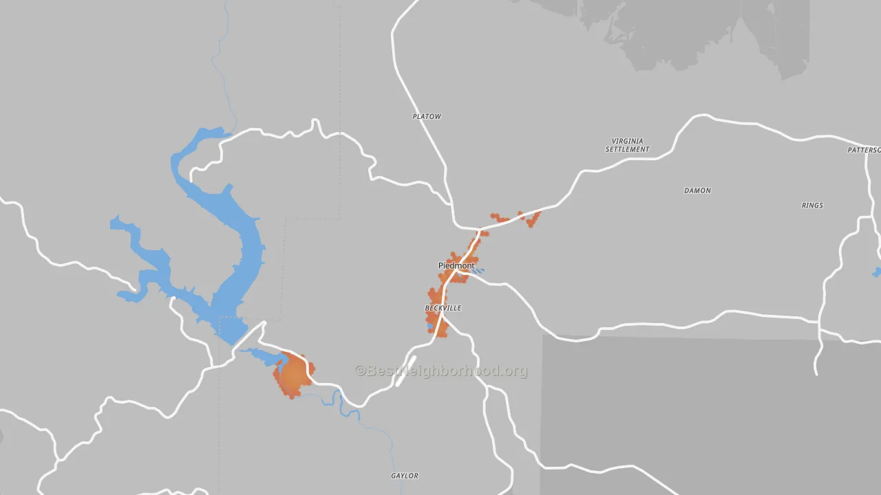 Bike Grade map of Piedmont, MO