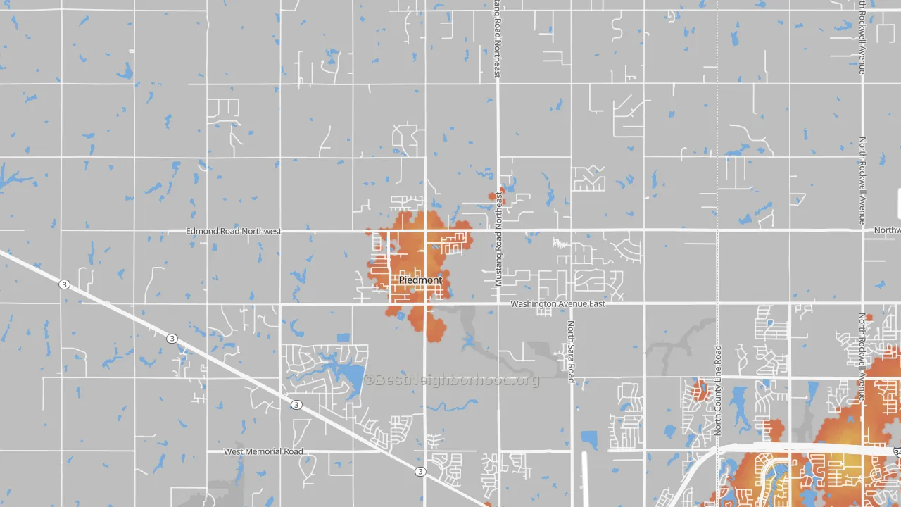 Bike Grade map of Piedmont, OK