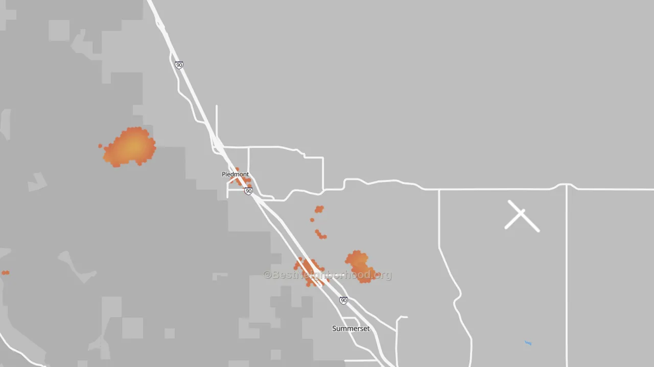 Bike Grade map of Piedmont, SD