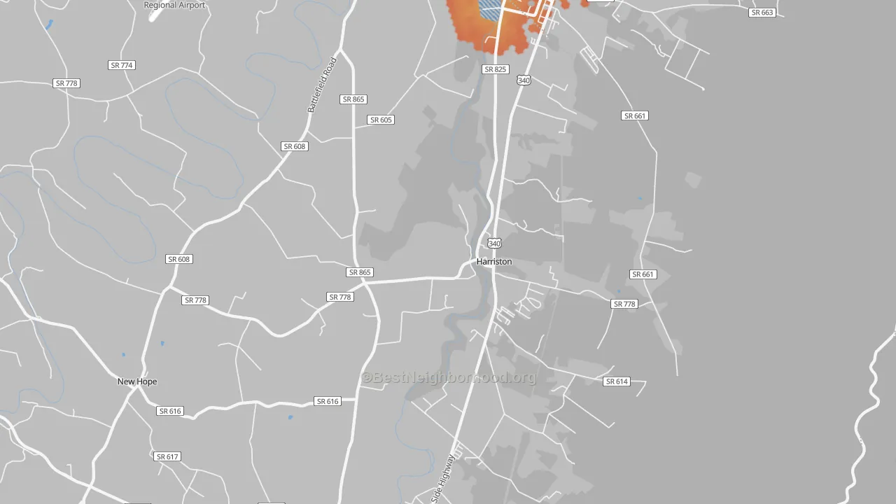 Bike Grade map of Piedmont, VA