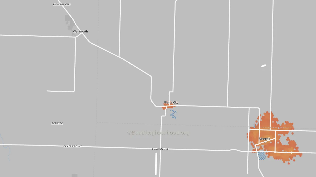 Bike Grade map of Pierce City, MO