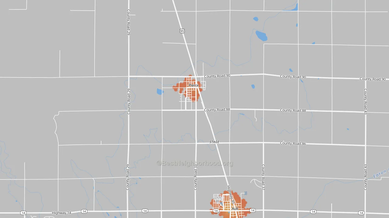 Bike Grade map of Pierce, CO