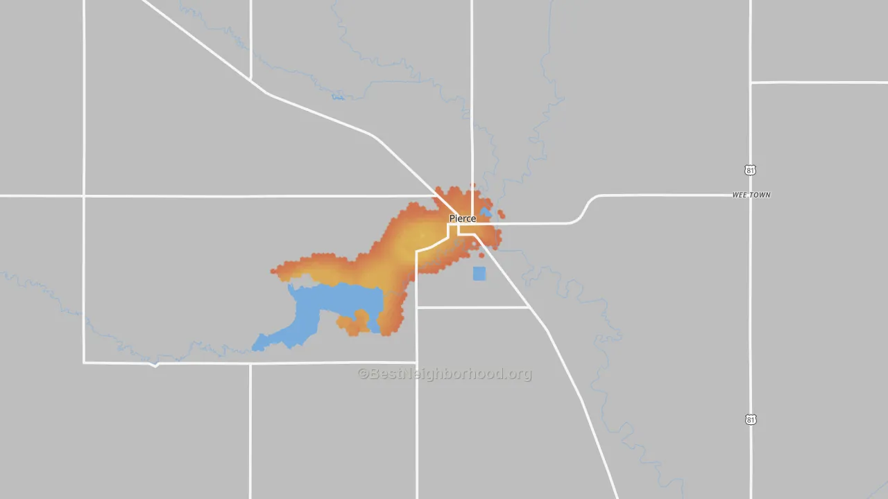 Bike Grade map of Pierce, NE